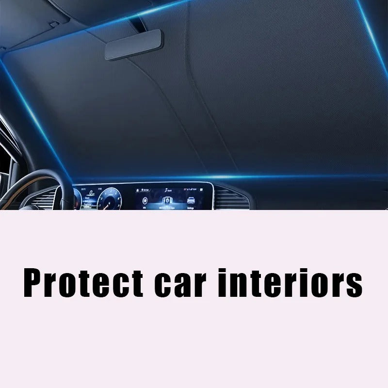 Front Windshield Sunshade – UV-Resistant Sun Visor Cover with Titanium Silver Coating - Delicate Leather