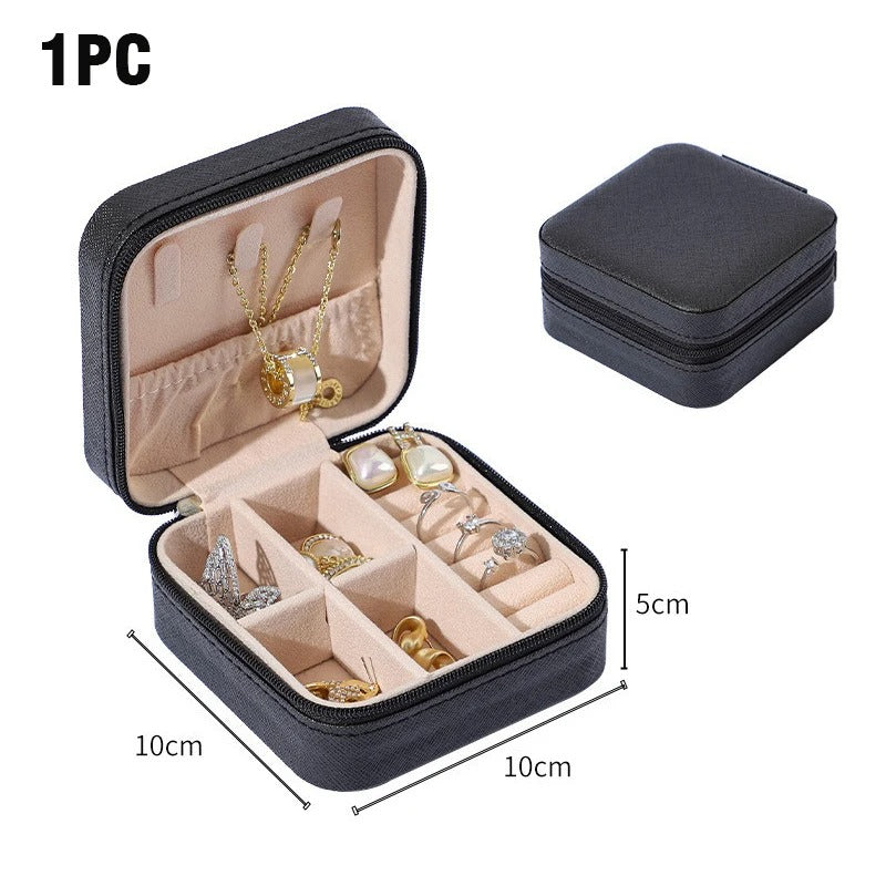 Double Layer PU Leather Portable Travel Jewelry Box - Storage Organizer Packaging Case for Earrings, Rings, Necklaces - Delicate Leather
