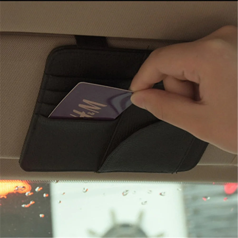 Multi-Purpose Car Sun Visor Organizer Auto Sunshade Ticket Card Pen Storage Holder Pouch Pocket Car Interior Accessory - Delicate Leather