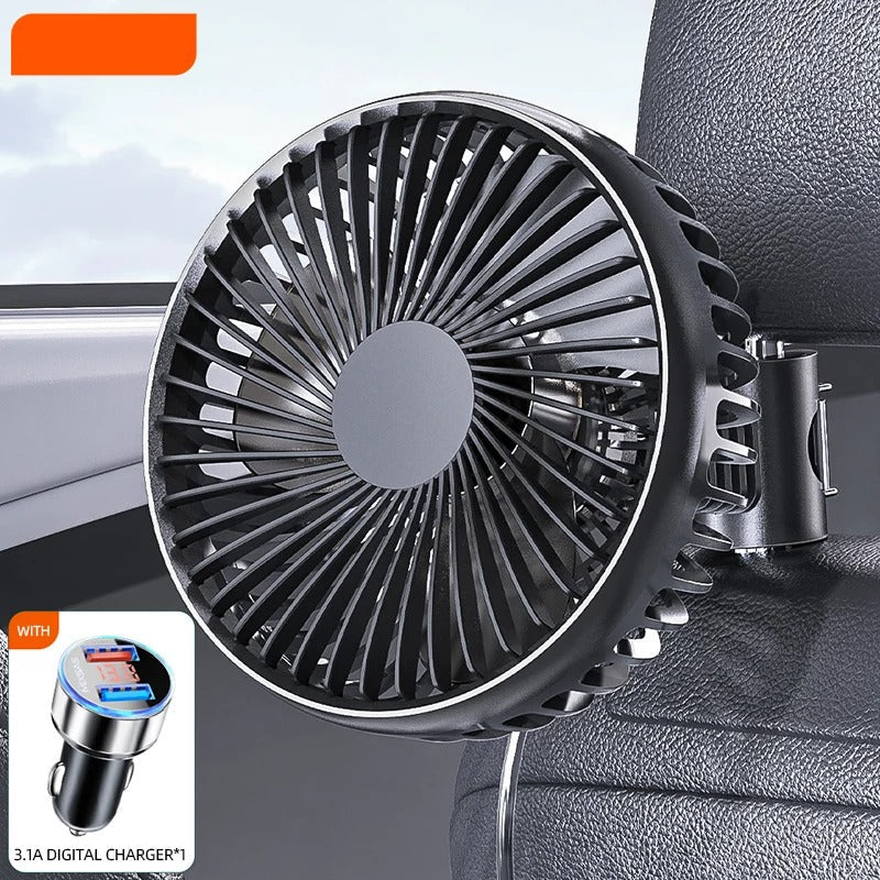 12–24V Mini Car Air Outlet Fan with LED Lighting – USB Powered, 360° Rotating, 3-Speed Cooling Fan for Car, Office & Home Use - Delicate Leather