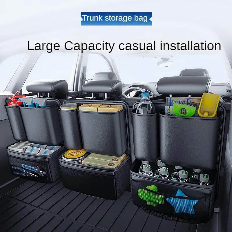 Car Trunk Organizer and Storage Detachable Seat Back Hanging Organizers Pocket - Delicate Leather