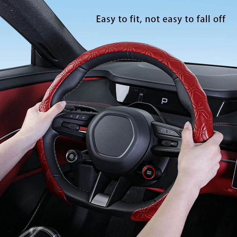 5D Diamond Steering Wheel Cover – Breathable Ultra-Thin Anti-Slip Universal Fit - Delicate Leather