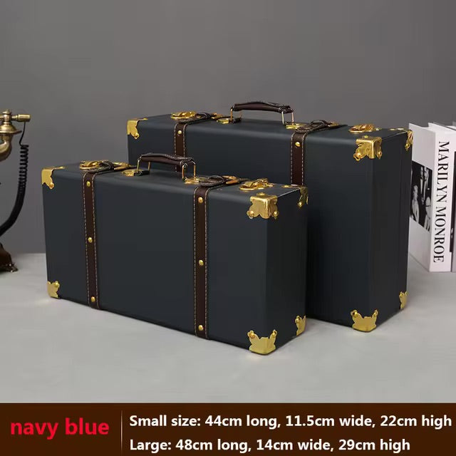 Customized Vintage Travel Suitcases Large Capacity Wooden Luggage, Clothes Storage Organizer Boxes, Decorative Props