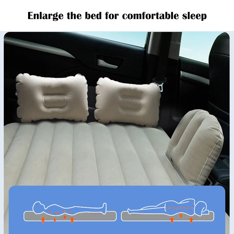 Universal Car Inflatable Bed with Headrest, Universal Fit for SUV, Pickup, Home, Travel & Outdoor Camping - Delicate Leather