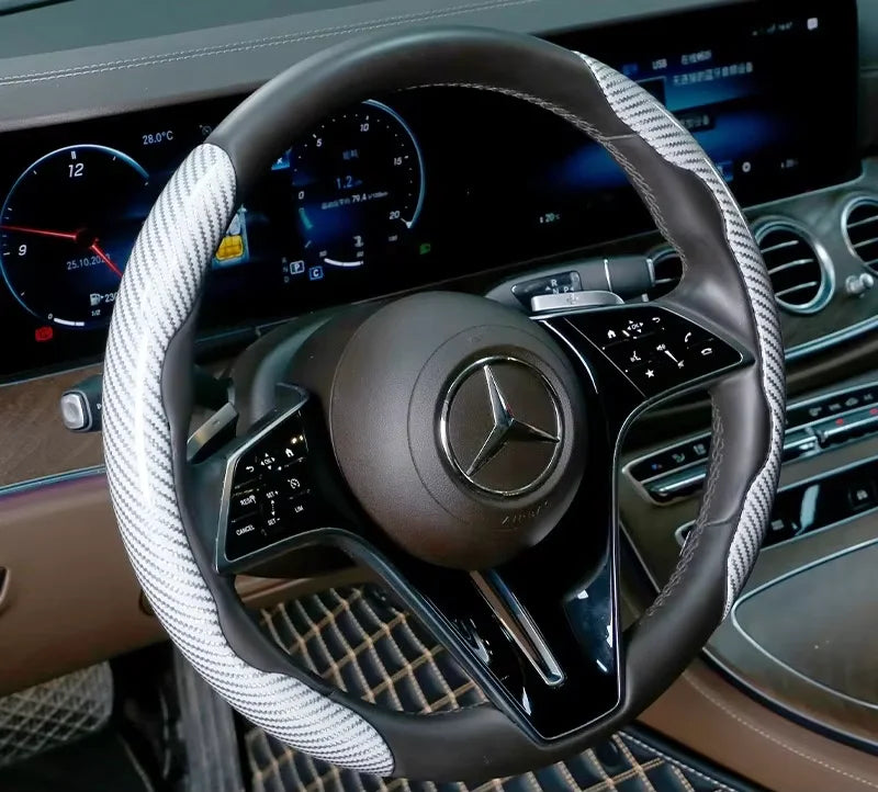 2/3PCS Carbon Fiber Style Steering Wheel Grip Covers – Anti-Slip Universal Set