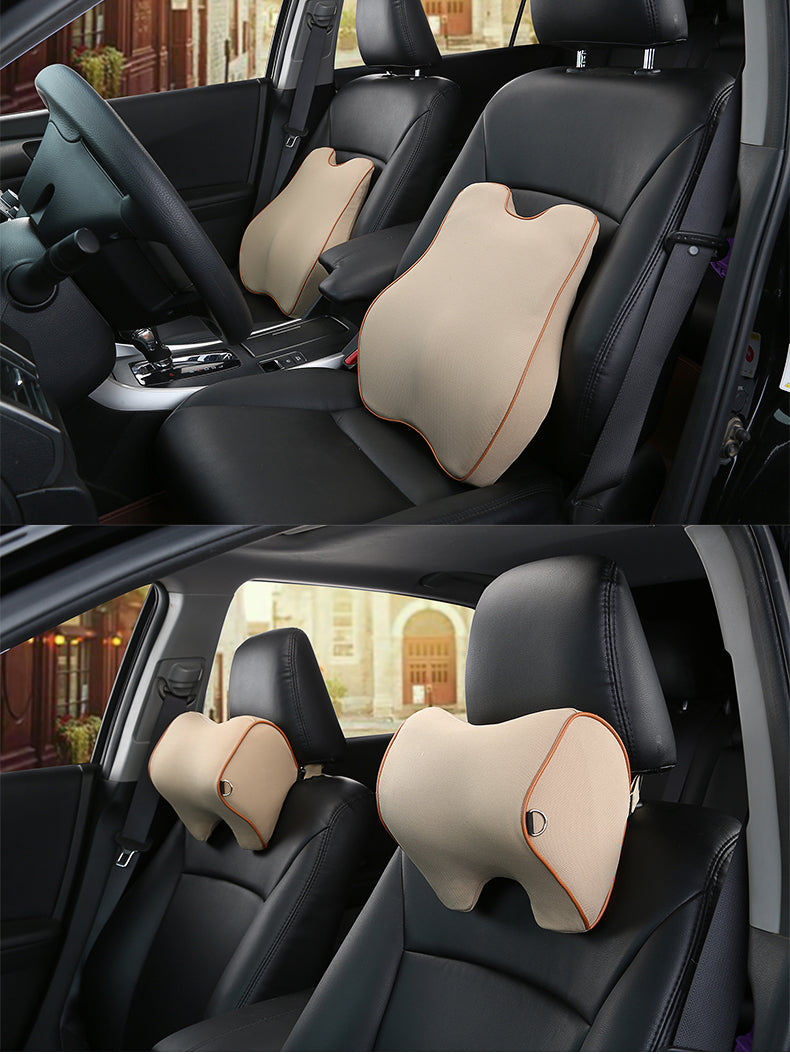 3D Memory Foam Adjustable Therapeutic Car Seat Neck Headrest Support Pillow - Delicate Leather