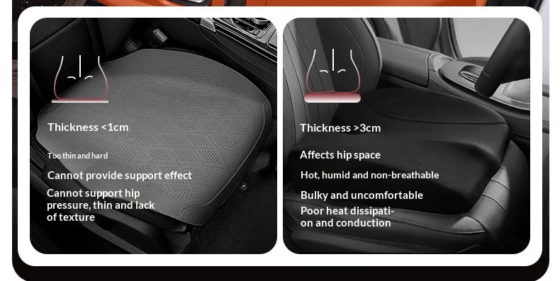 Breathable Car Seat Cushion – Universal Fit Seat Pad for Everyday Use - Delicate Leather