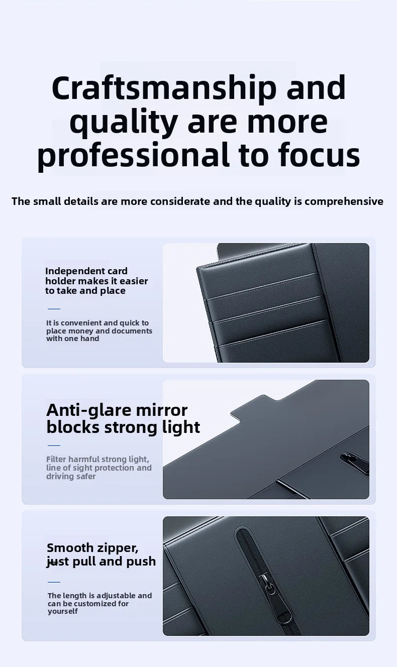Car Sun Visor Extender – Anti-Glare Sunshade Extension UV Protection Interior Accessory - Delicate Leather