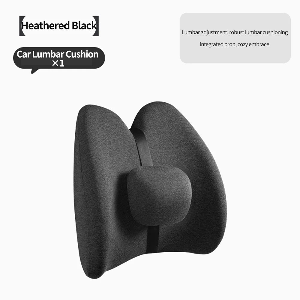 Memory Foam Car Headrest & Lumbar Support Set – Universal Neck and Back Cushion - Delicate Leather