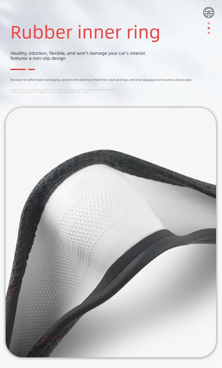 Nappa Leather Steering Wheel Cover – Anti-Slip Universal O/D Type Interior Accessory - Delicate Leather