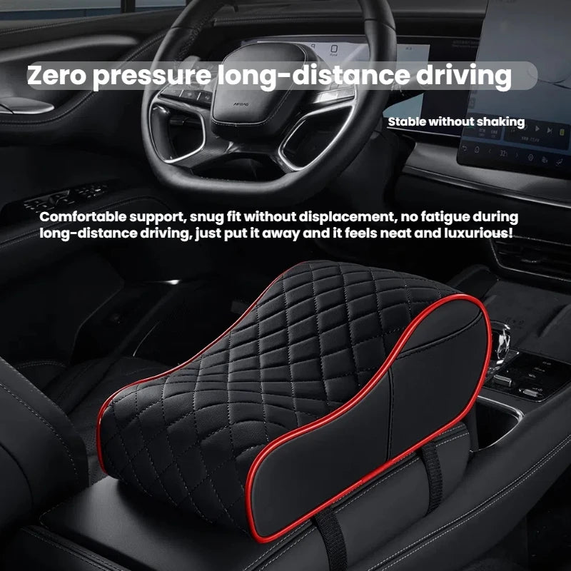 Curved PU Leather Armrest Cushion – Car Center Console Pad with Storage Pocket - Delicate Leather