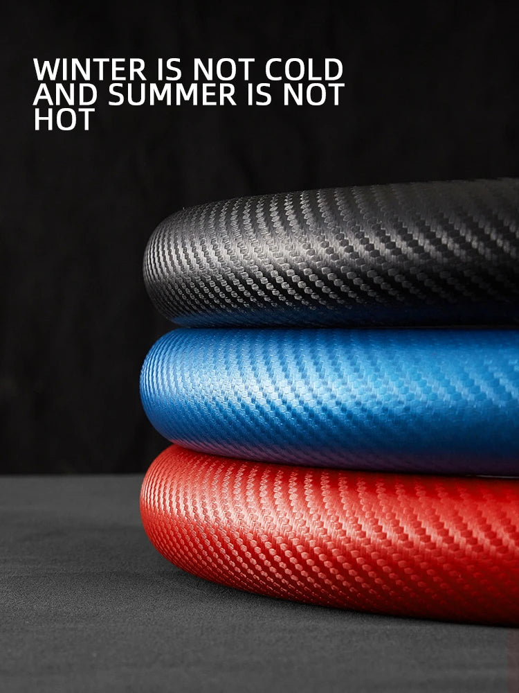 Universal Non-Slip Carbon Fiber Steering Wheel Cover – Anti-Skid Booster Grip for Cars (SP1) - Delicate Leather