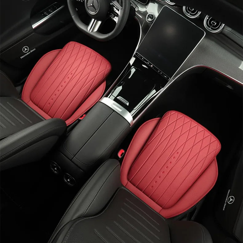 PU Leather Car Seat Cushion – Perforated Breathable Seat Pad, Universal Fit - Delicate Leather