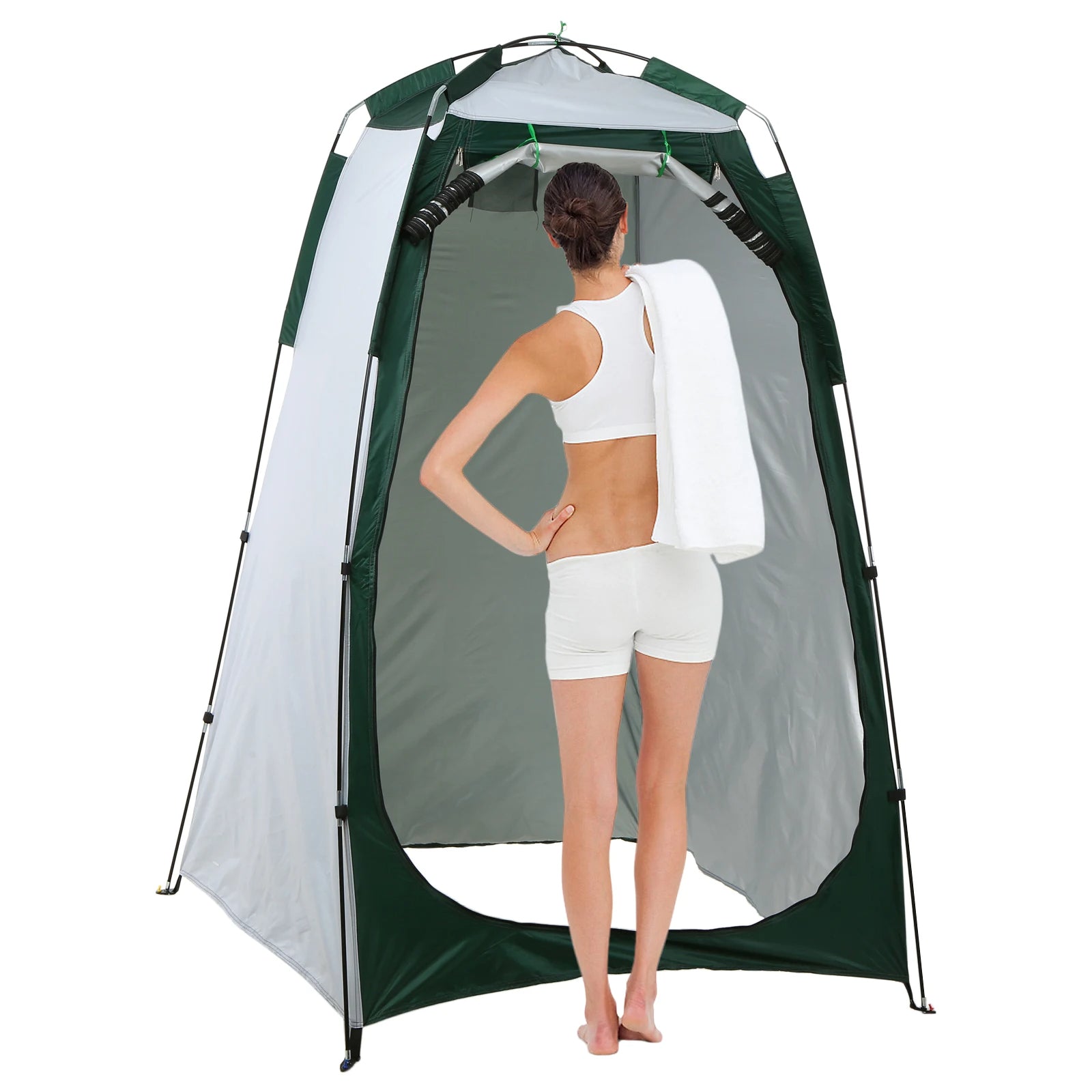 Portable Beach Shower Toilet Changing Tent Sun Rain Shelter Privacy Shelter Tent with Window for Outdoor Camping Bathroom - Delicate Leather