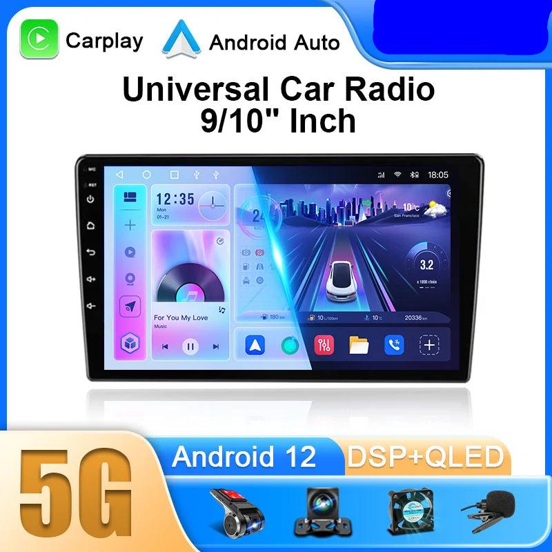 Universal 2Din Android 12 Car Radio – 9"/10" Head Unit with CarPlay, GPS Navigation, and Multimedia 24 - Delicate Leather