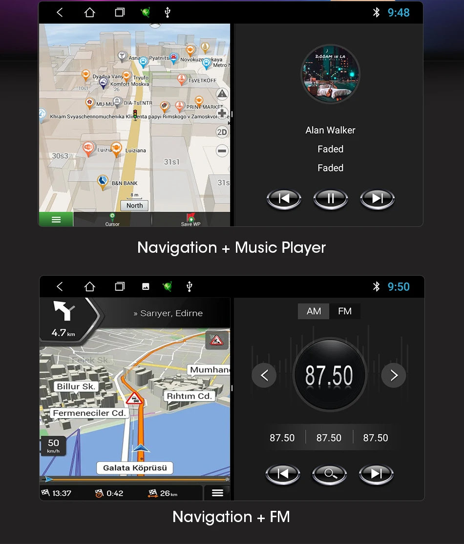 Universal 2Din Android 12 Car Radio – 9"/10" Head Unit with CarPlay, GPS Navigation, and Multimedia 24 - Delicate Leather
