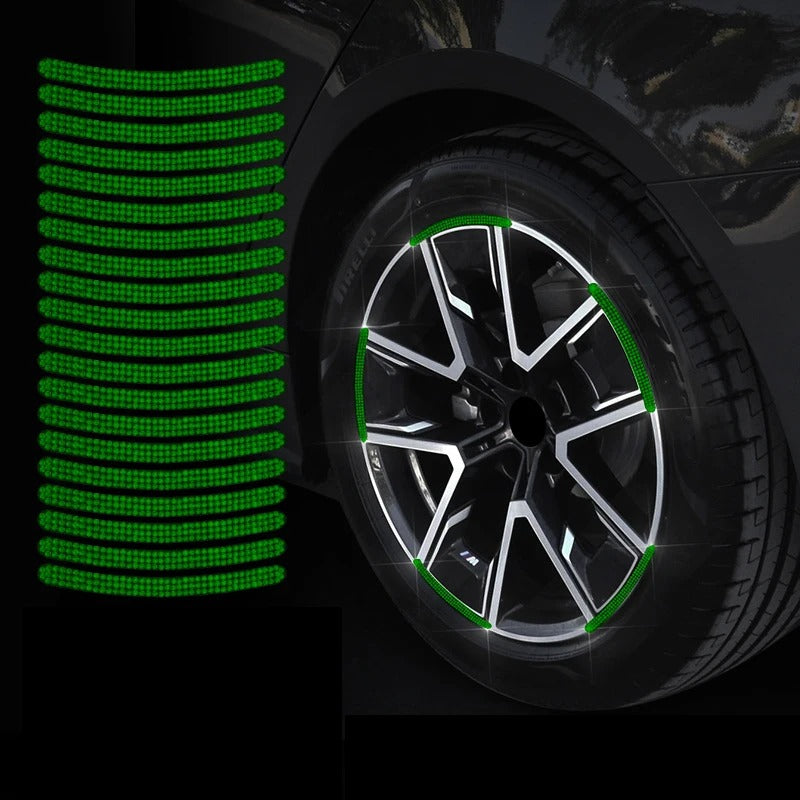 20Pcs Bling Rhinestone Car Tire Rim Stickers – Reflective Safety Warning Strips & Wheel Hub Decoration for Women