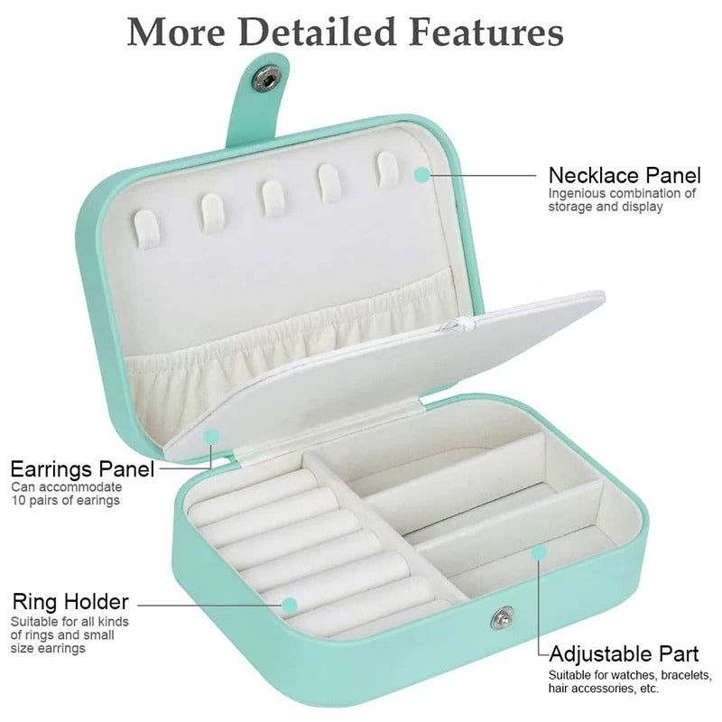 Double Layer PU Leather Portable Travel Jewelry Box - Storage Organizer Packaging Case for Earrings, Rings, Necklaces - Delicate Leather