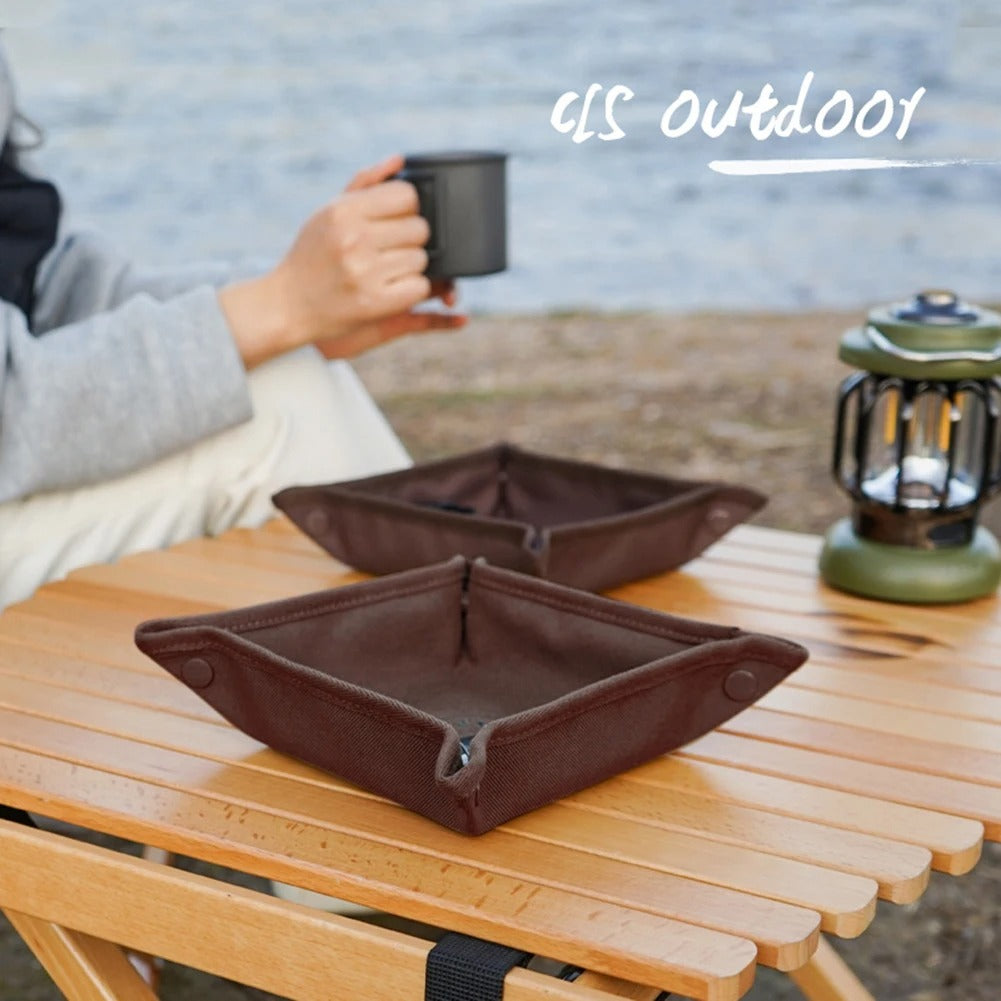 Portable Camping Gadgets Tray Foldable Oxford Storage Box Waterproof Travel Jewelry Sundries Makeup - Delicate Leather
