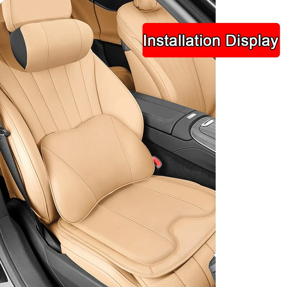 Universal Car Seat Cushion – Nappa Leather Headrest Support Pillow for Car - Delicate Leather