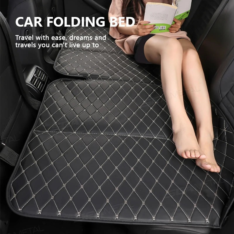 Foldable Car Travel Bed – Wear-Resistant PU Leather Sleeping Pad for SUV & Sedan