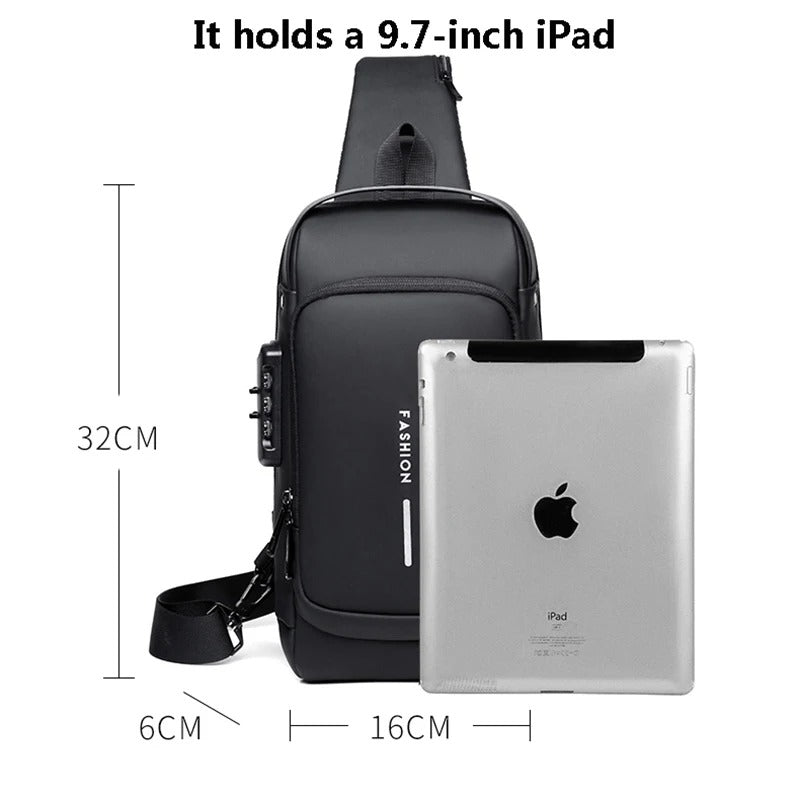 Men's Multifunction Anti-Theft USB Shoulder Bag Man Crossbody Travel Sling Chest Bag Messenger Pack - Delicate Leather