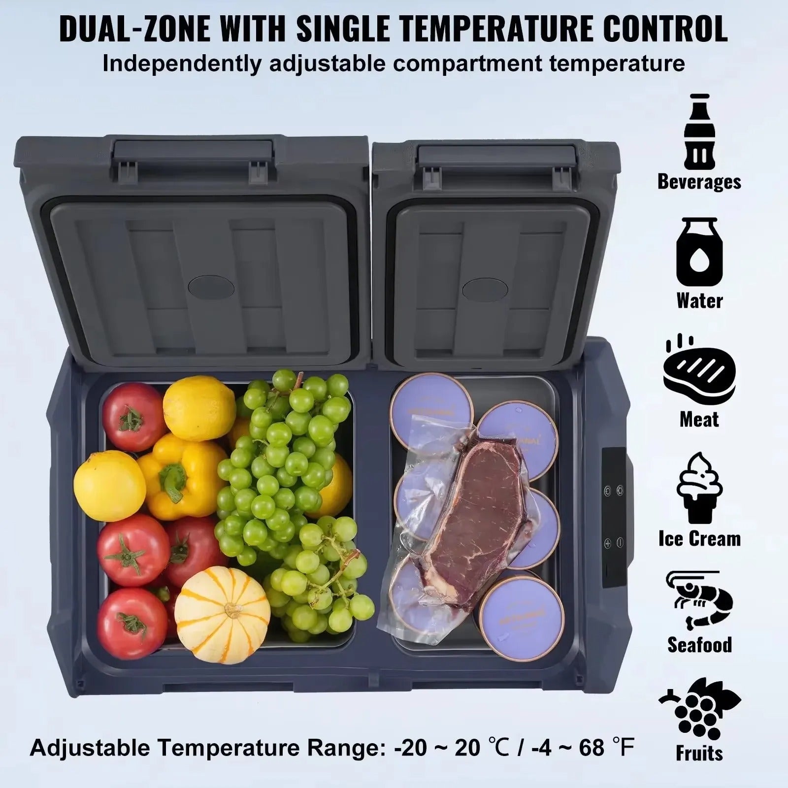 Portable Car Refrigerator – Dual Zone or Single Temperature Control, 12–45L, Bluetooth App Enabled - Delicate Leather