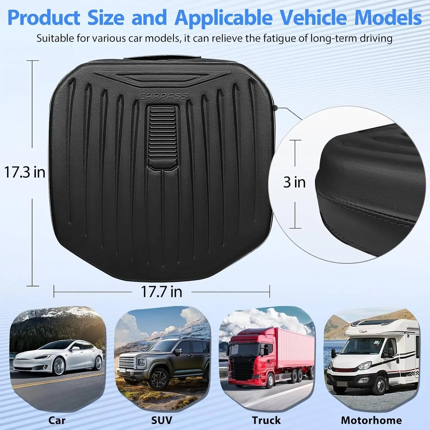 Memory Foam Seat Cushion – Waterproof Portable Chair Pad for Car & Office - Delicate Leather
