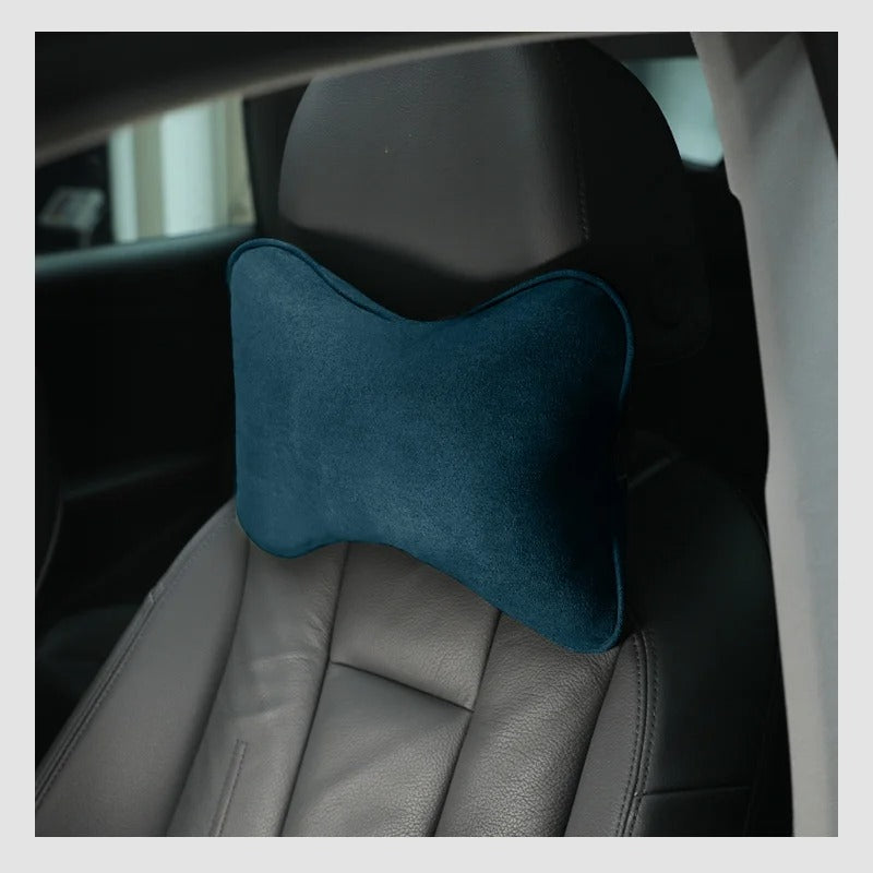 Suede Memory Foam Car Neck Pillow – Soft Headrest Cushion for Driving & Travel - Delicate Leather
