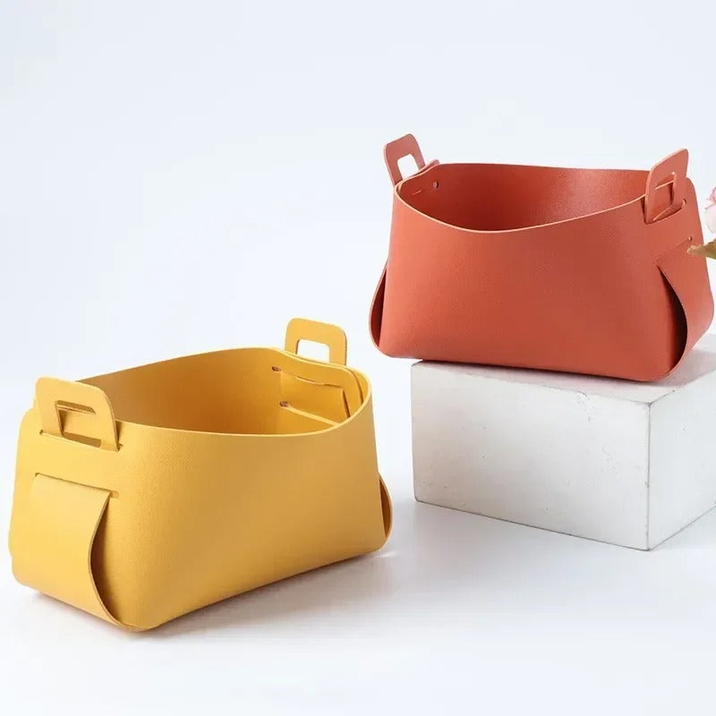 Desktop Large Storage Box - Leather Key Plate, Home Decoration Dice Plate, Key Wallet Coin PU Leather Folding Storage Box - Delicate Leather