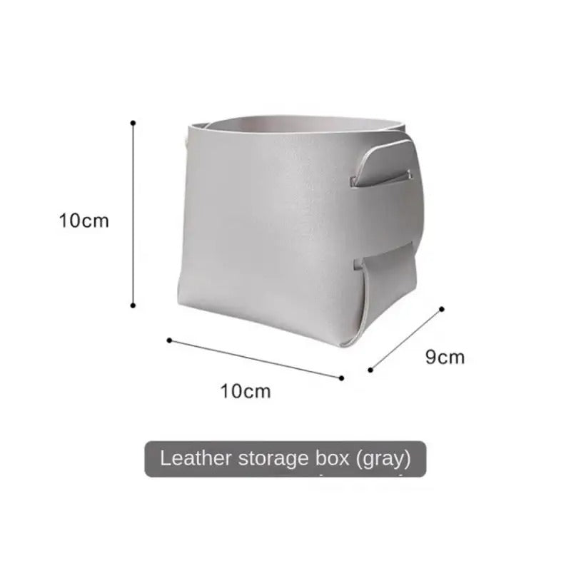 Leather Storage Box, Cosmetics Remote Control Pen Key Basket, Desktop Sundries Storage, Home Organization - Delicate Leather