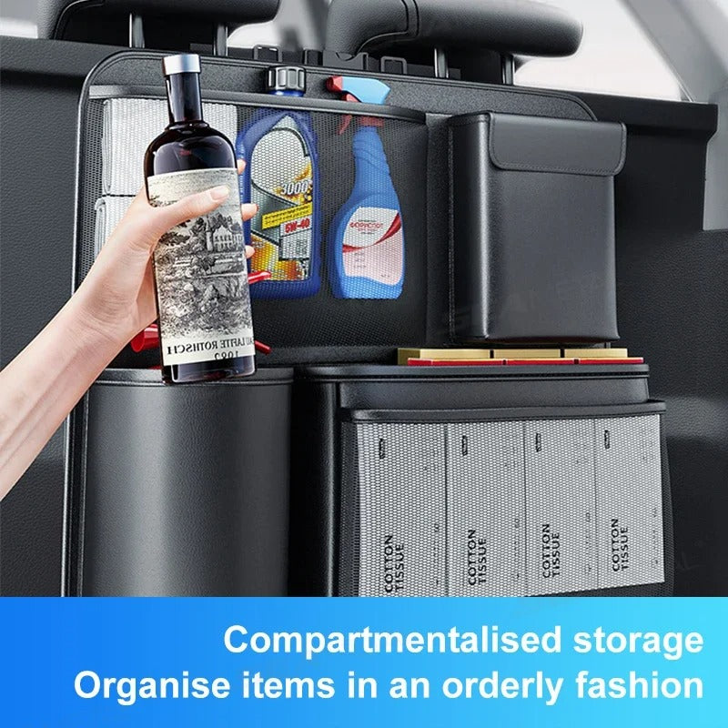 PU Leather Car Trunk Storage Bag – Multi-Pocket Seat Back Organizer for SUV/MPV - Delicate Leather