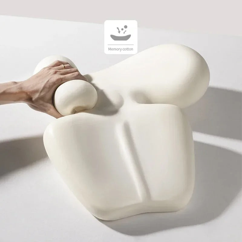 Memory Foam Car Neck & Waist Pillow – Universal Removable Washable Seat Cushion - Delicate Leather