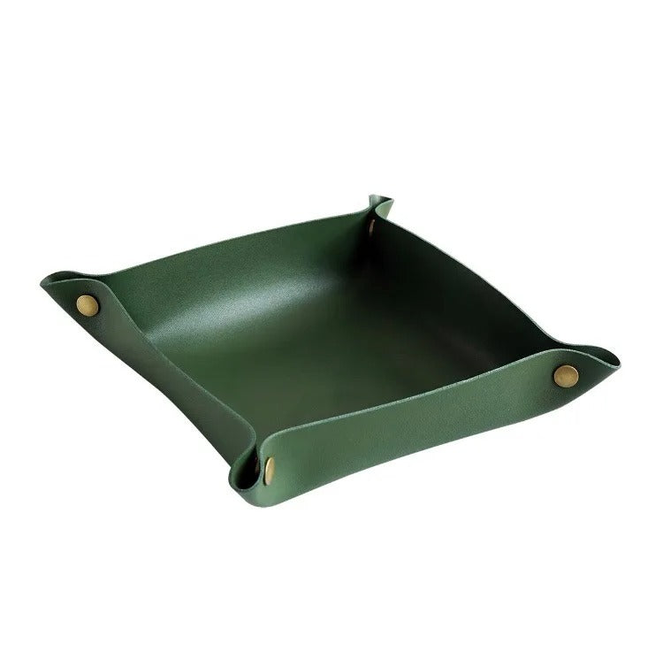 Desktop PU Leather Organizer Key Tray - Multi Folding Storage Box - Delicate Leather