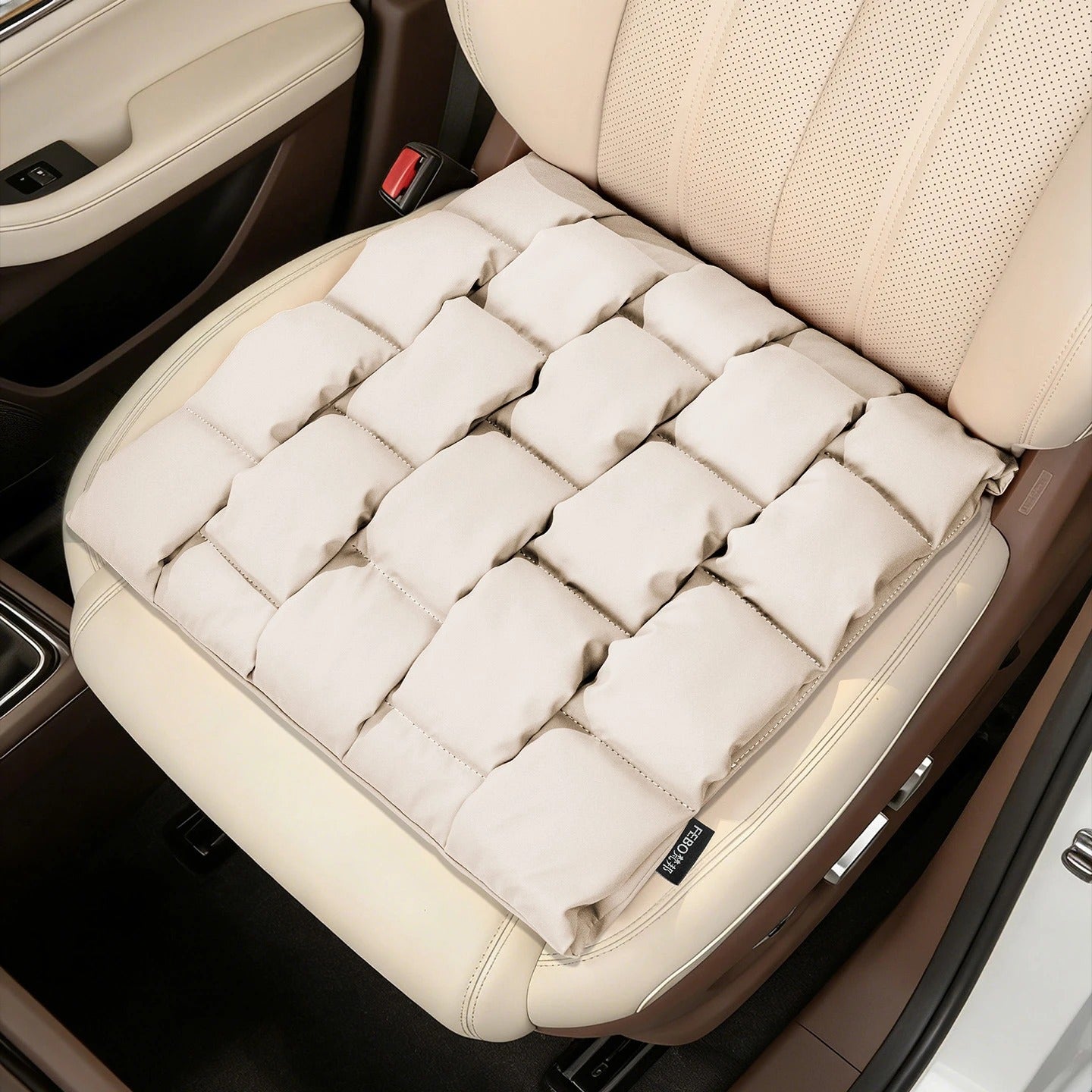 Square Bubble Car Seat Cushion – Breathable Anti-Slip Front Seat Pad - Delicate Leather