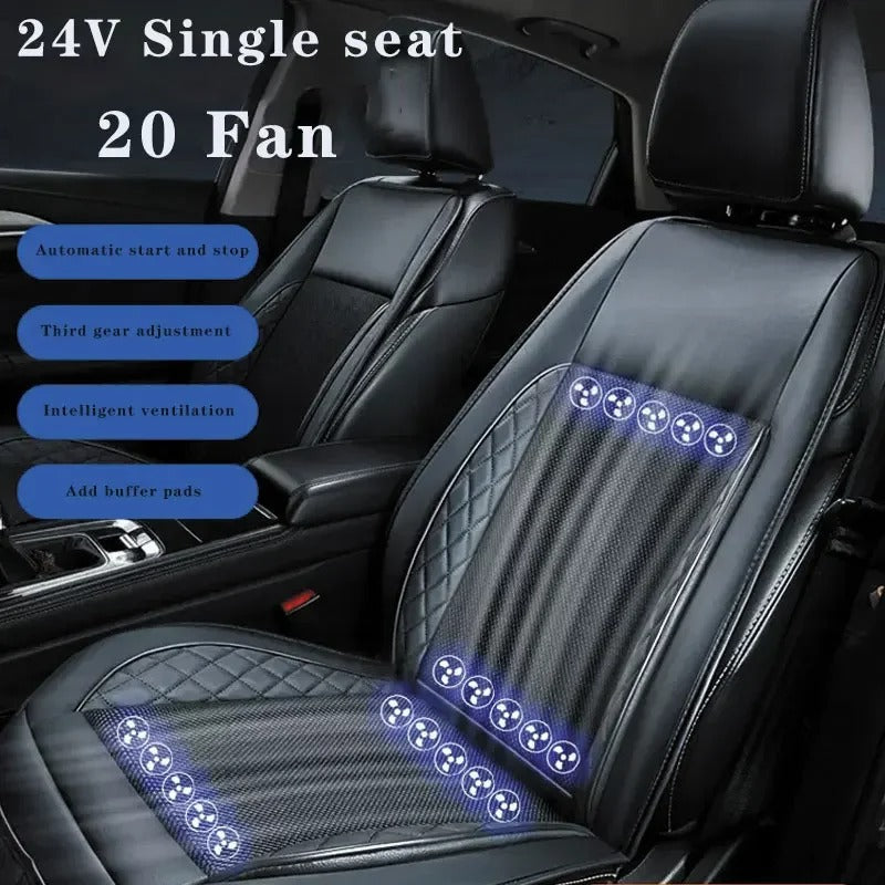 12V/24V Ventilated Massage Car Seat Cushion – Cooling and Air Circulation Pad for Summer Use - Delicate Leather