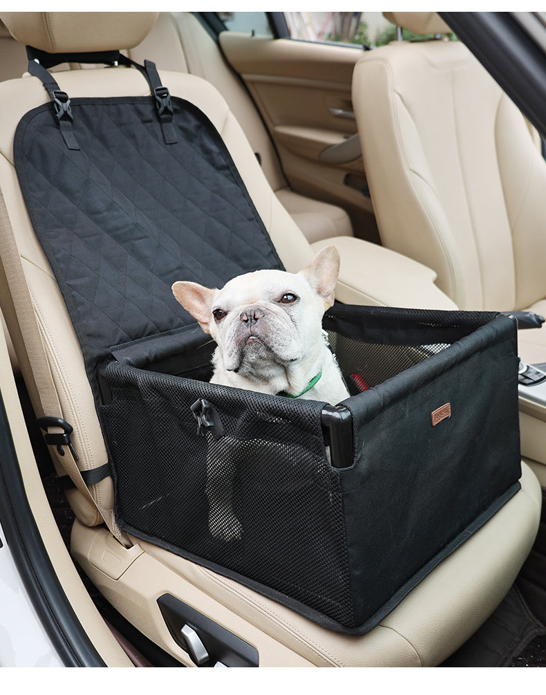Luxury Dog Car Seat Bed - Reinforced Frame Pet Car Seat Cover for Front and Back Seat - Delicate Leather