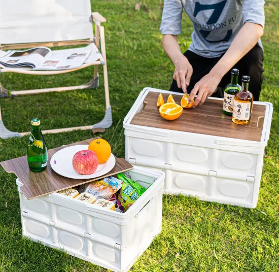 Outdoor Folding Storage Box, Cargo Organizer SUV Trunk Storage Waterproof Collapsible Durable Multi Compartments - Delicate Leather