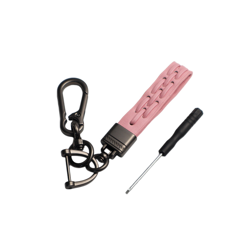 Carabiner Key Chain Clip - Super Fiber Keychain Key Ring Clip with Wristlet for Men and Women - Delicate Leather