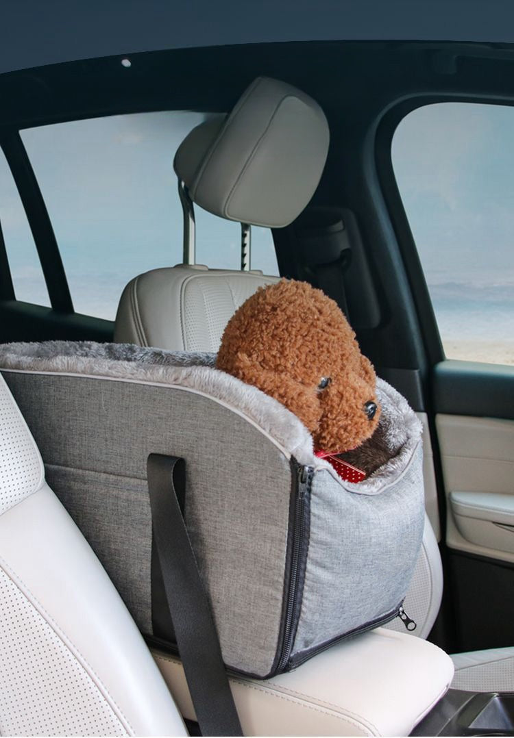 Dog Car Seat Center Console Seat Pet Booster for Small Dogs and Cats - Delicate Leather