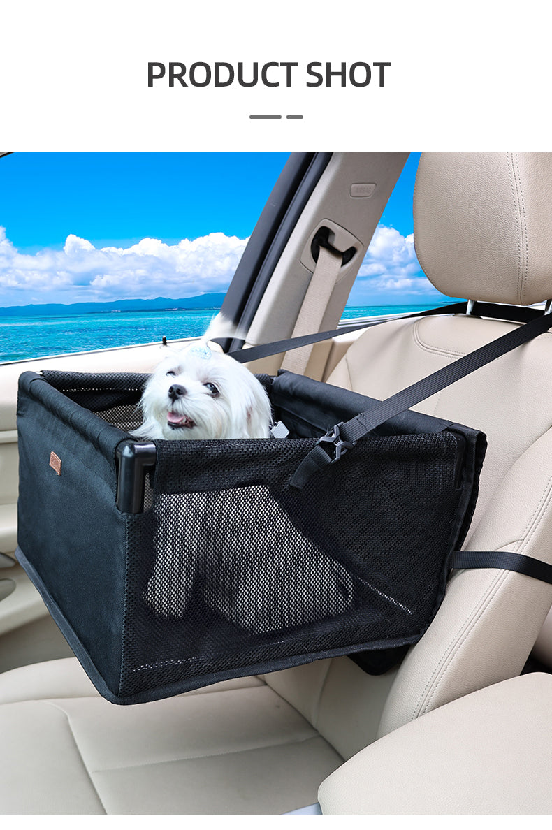 Luxury Dog Car Seat Bed - Reinforced Frame Pet Car Seat Cover for Front and Back Seat - Delicate Leather