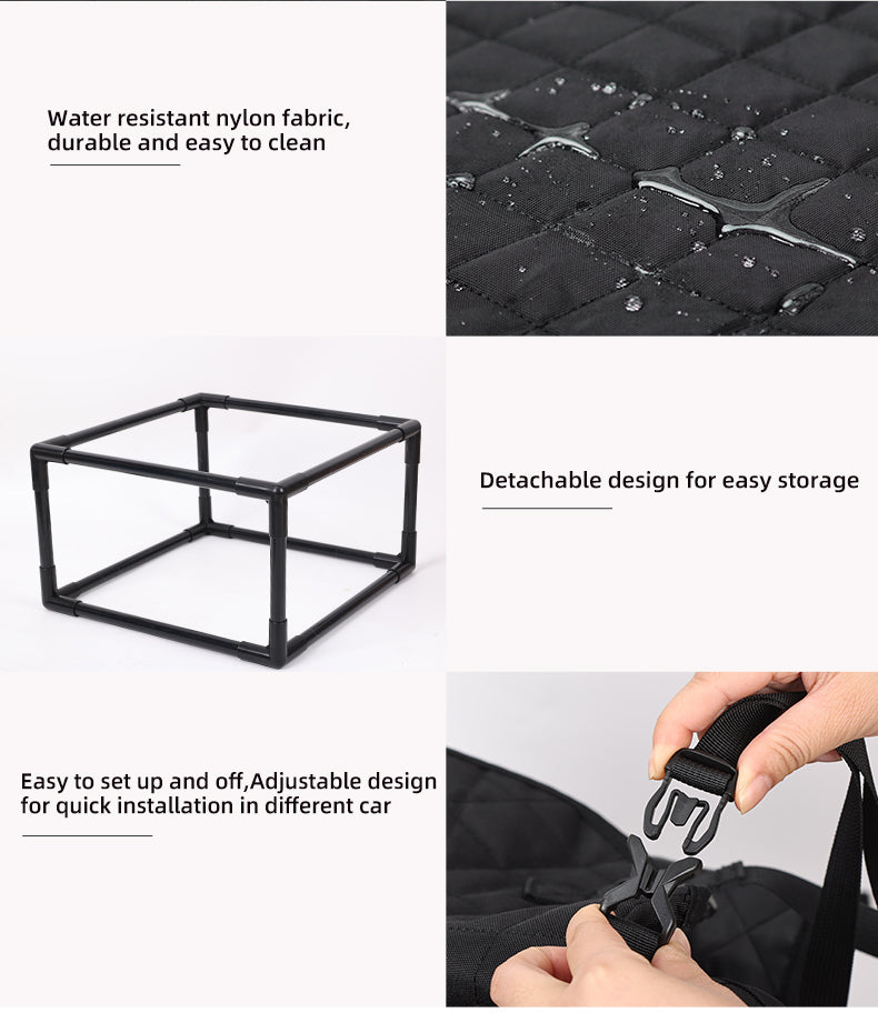 Luxury Dog Car Seat Bed - Reinforced Frame Pet Car Seat Cover for Front and Back Seat - Delicate Leather