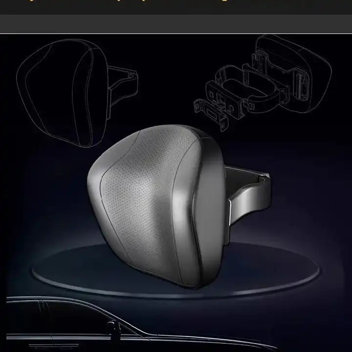 Memory Foam Car Headrest Pillow: Breathable Perforated PU Leather, Adjustable Height, Rotating Design for Enhanced Car Comfort - Delicate Leather