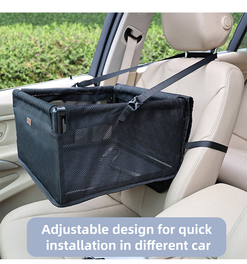 Luxury Dog Car Seat Bed - Reinforced Frame Pet Car Seat Cover for Front and Back Seat - Delicate Leather