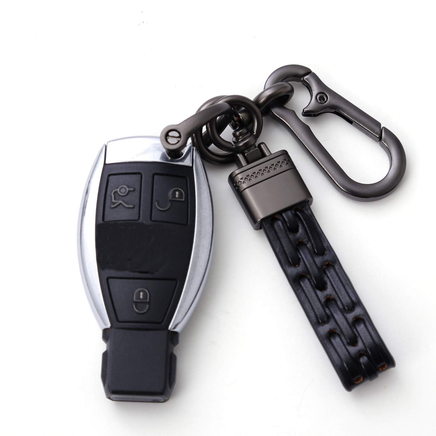 Carabiner Key Chain Clip - Super Fiber Keychain Key Ring Clip with Wristlet for Men and Women - Delicate Leather