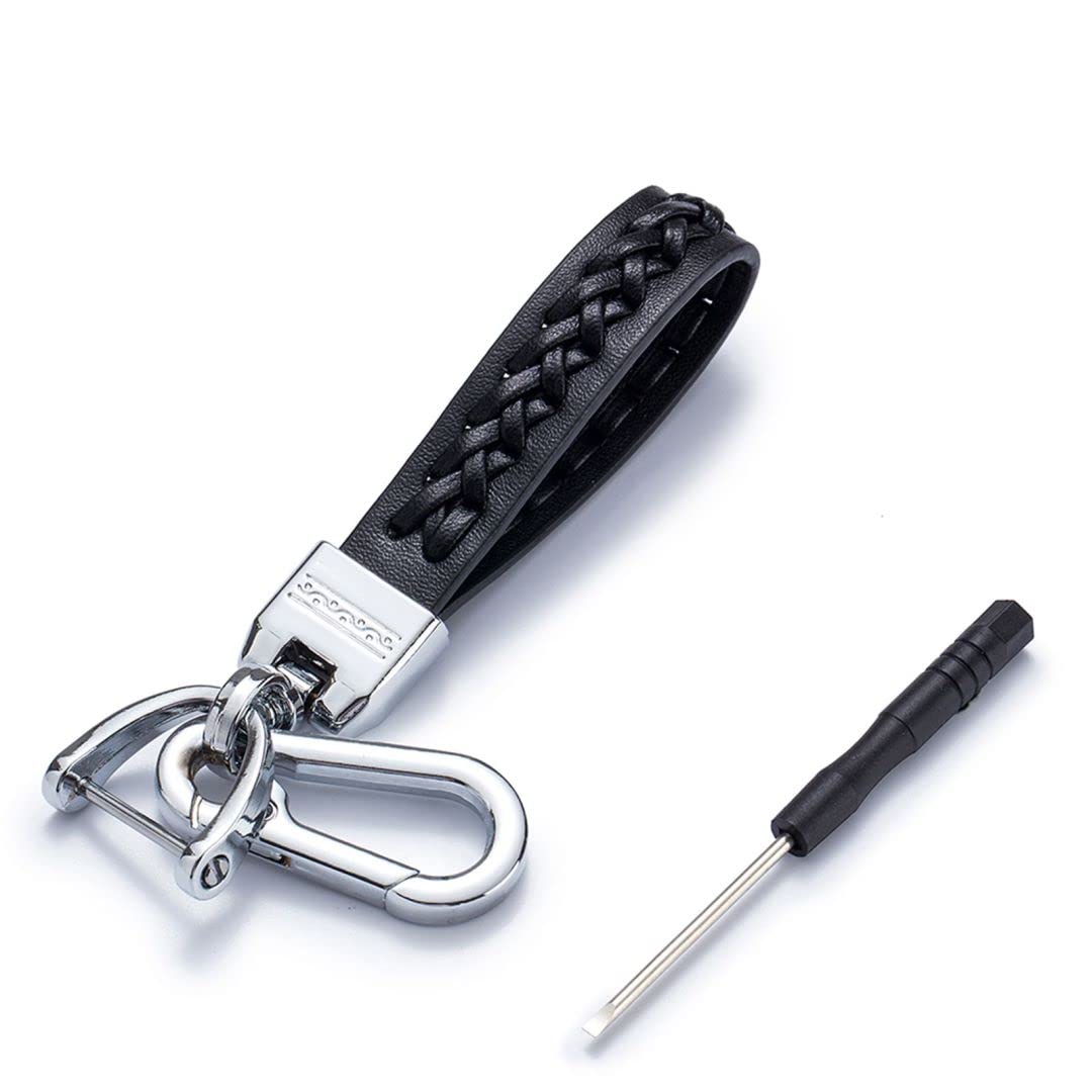 Carabiner Key Chain Clip - Super Fiber Keychain Key Ring Clip with Wristlet for Men and Women - Delicate Leather