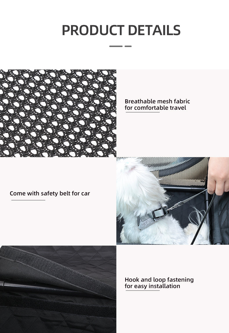 Luxury Dog Car Seat Bed - Reinforced Frame Pet Car Seat Cover for Front and Back Seat - Delicate Leather
