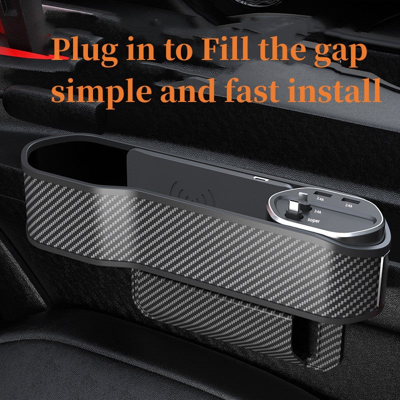 Wire Charger Car Seat Gap Filler Organizer - Multifunctional Car Seat Organizer & Auto Console Side Storage Box, Custom For All Cars - Delicate Leather