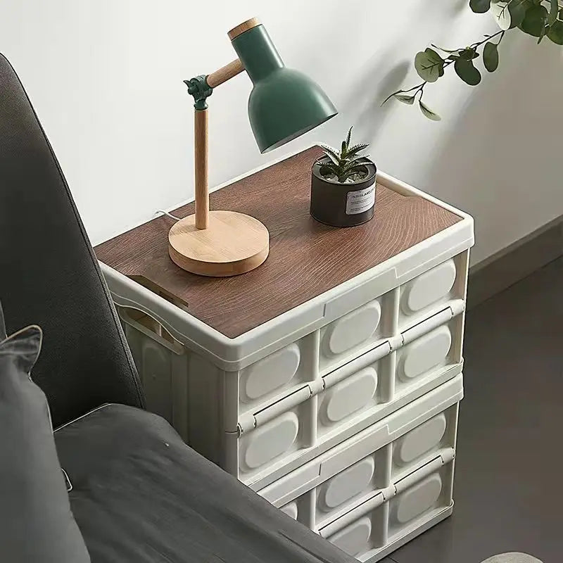 Outdoor Folding Storage Box, Cargo Organizer SUV Trunk Storage Waterproof Collapsible Durable Multi Compartments - Delicate Leather