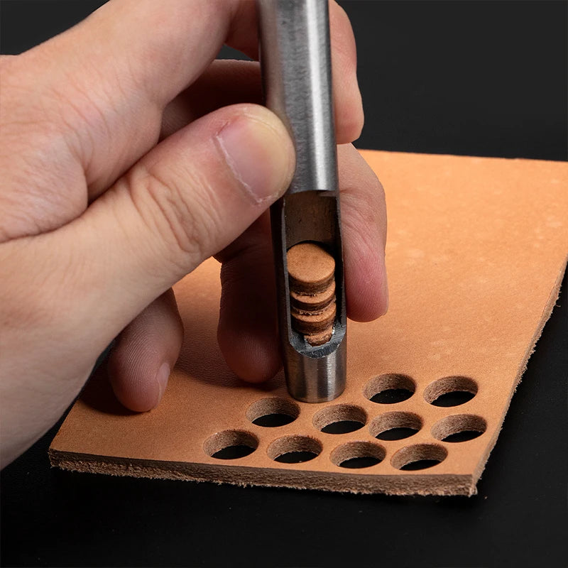 5-15 Pcs Kit Hollow Punch Set - Round Hole Punch Tool for Leather Craft, Fabric, Plastics, Gasket Belt - Delicate Leather